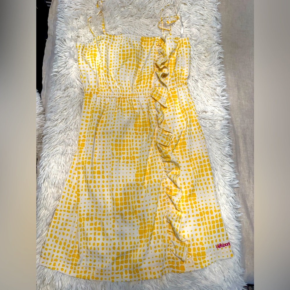 NWOT Billabong Delicate Beach Sundress in Bright Summer Yellow and White